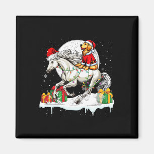 Santa Golden Retriever Reiten Weihnachten Magnet