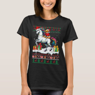 Santa Golden Retriever Riding Unicorn T-Shirt