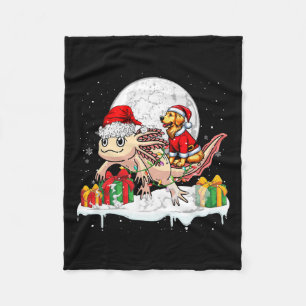 Santa Golden Retriever Riving Axolotl Fleecedecke
