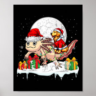 Santa Golden Retriever Riving Axolotl Poster