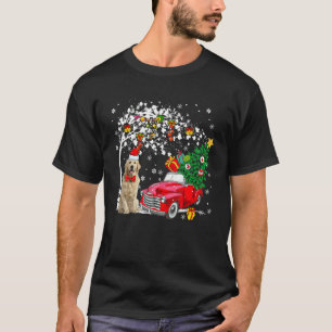 Santa Golden Retriever roter Pickup-Truck mit X T-Shirt