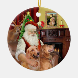 Santa - GoldenRetriever (ZWEI-B) Keramikornament