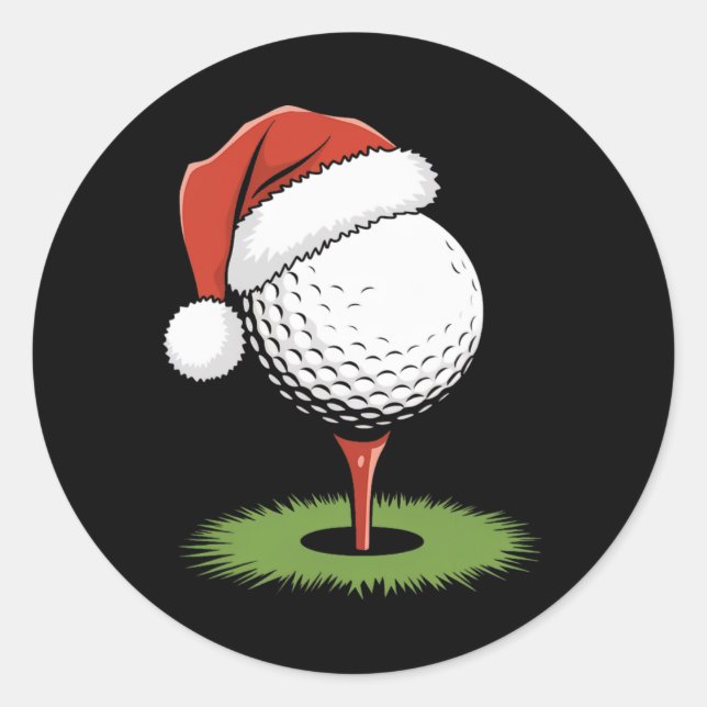 Santa Golf Ball für Weihnachten Golf Ball Weihnach Runder Aufkleber (Vorderseite)