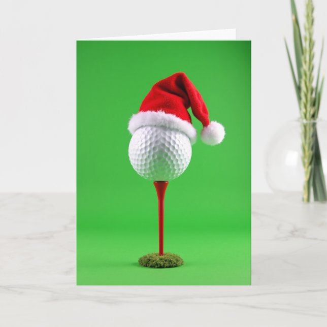 Santa Golf Ball Holiday Card Karte (Vorderseite)