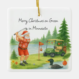 Santa Golfen im Minnesota-Feiertags-Keramikschmuck Keramikornament
