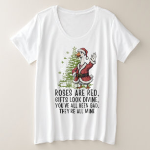 Santa Goose On The Loose - Lustiges Weihnachtsgesc Große Größe T-Shirt