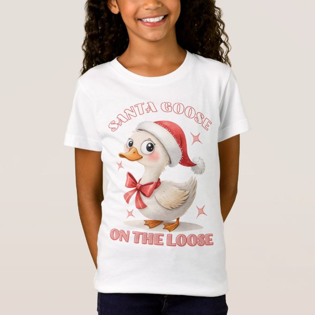 Santa Gose auf Loose - Funny Christmas Gans T-Shirt (Vorderseite)