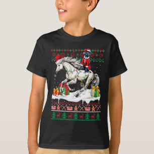 Santa Great Dane Reitpferd Weihnachtskalender Lo T-Shirt