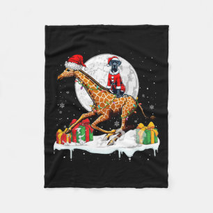 Santa Great Dane Riding Giraffe Weihnachtsbesitzer Fleecedecke