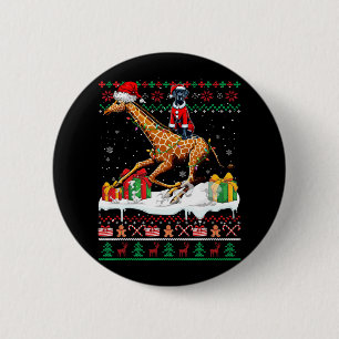 Santa Great Dane Riding Giraffe Weihnachtssüßer Button