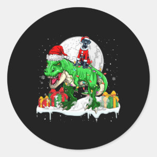 Santa Great Dane Riding T-rex Weihnachtsbesitzer K Runder Aufkleber