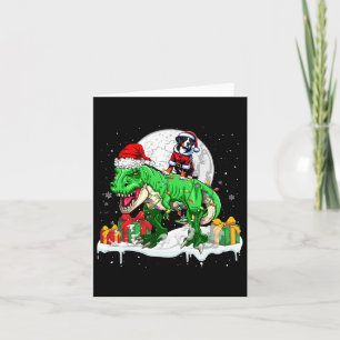 Santa Greater Swiss Mountain Riding T-rex Christma Karte