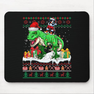 Santa Greater Swiss Mountain Riding T-rex Christma Mousepad