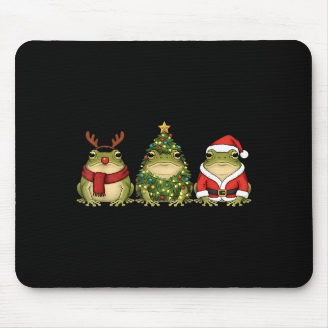 Santa Green Frog Christmas Tree Frog Lover Animal  Mousepad (Vorne)