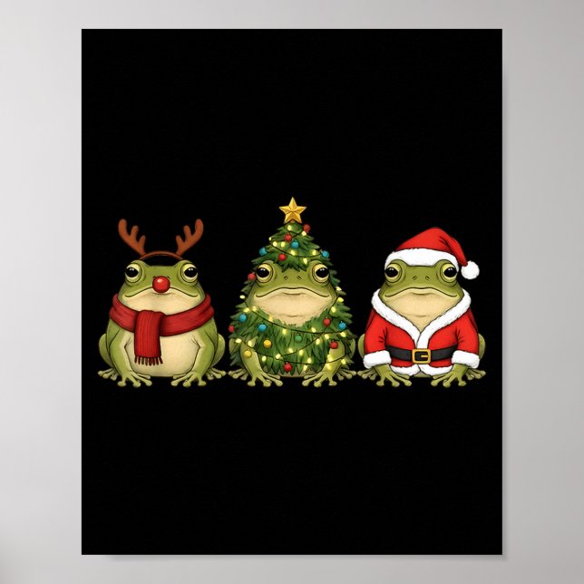 Santa Green Frog Christmas Tree Frog Lover Animal  Poster (Vorne)