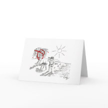 Santa GRILLEN auf der Weihnachtskarte am Strand