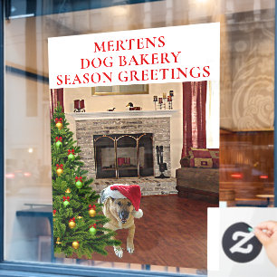 Santa GSD-Hund-Weihnachtsbaum-Heim-Shop-Vinyl LG Fensteraufkleber