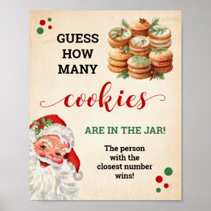 Santa Guess Wie viele Cookies Spiel Weihnachtszeic Poster