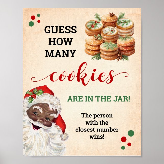 Santa Guess Wie viele Cookies Spiel Weihnachtszeic Poster (Vorne)