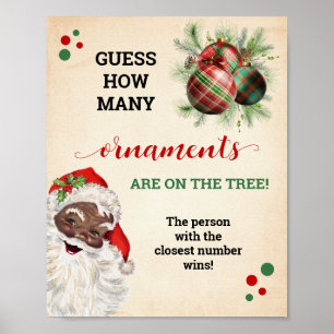 Santa Guess Wie viele Ornamente Spiel Weihnachtsze Poster