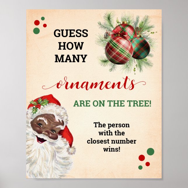 Santa Guess Wie viele Ornamente Spiel Weihnachtsze Poster (Vorne)