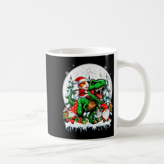 Santa Guinea G Riding T-rex Gnomes Christmas Trees Kaffeetasse (Rechts)