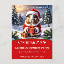 Santa Guinea Pig Weihnachts-Party Einladungspostkarte
