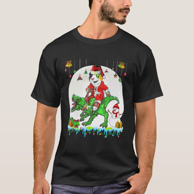 Santa Guinea Rodelfahrt Rex Weihnachtslicht Lights T-Shirt (Vorderseite)