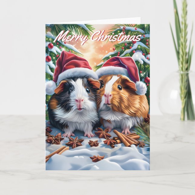 Santa Guinea Schweine Weihnachten Karte (Vorderseite)