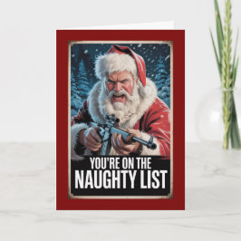 Santa Gun Naughty List Vintage Christmas Custom Karte