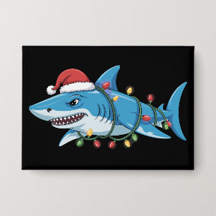 Santa Hai-Christmaslichter Sharkmas Baum Weihnacht Button