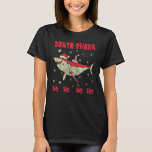 Santa-Hai Ho Ho Ho Roter Hai-Schnee-Fisch T-Shirt