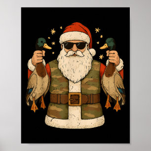 Santa hält Stockentenjagd Weihnachten Pyjama T Poster