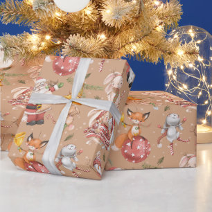 Santa Hase Fuchs Weihnachten Winter Feiertagsmuste Geschenkpapier