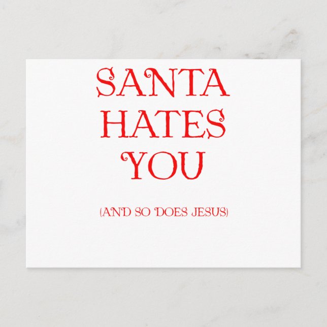 Santa hasst dich feiertagspostkarte (Vorderseite)