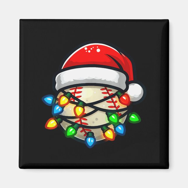 Santa Hat Baseball Toddler Kids Christmas Lights X Magnet (Vorne)