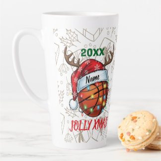  Santa Hat Basketball Reindeer Christmas Fun Sport Milchtasse