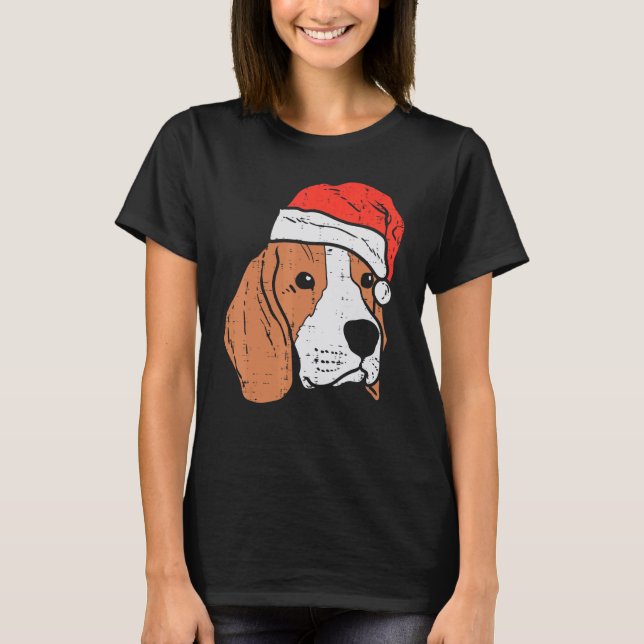Santa Hat Beagle Christmas Xmas Dog  Owner Men Wom T-Shirt (Vorderseite)
