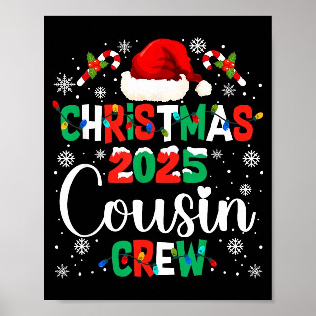 Santa Hat Christmas 2025 Cousin Crew Xmas Matching Poster (Vorne)