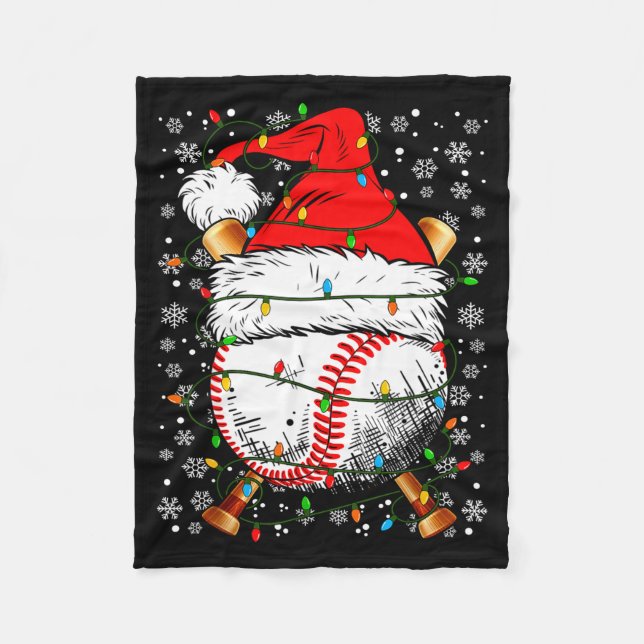 Santa Hat Christmas Baseball Player Srts For Men B Fleecedecke (Vorderseite)