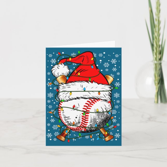 Santa Hat Christmas Baseball Player Srts For Men B Karte (Vorderseite)