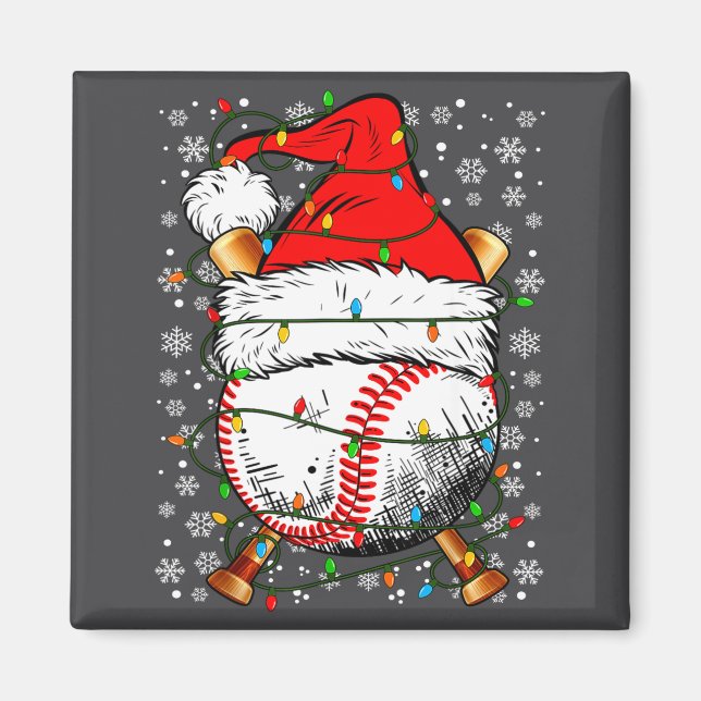Santa Hat Christmas Baseball Player Srts For Men B Magnet (Vorne)
