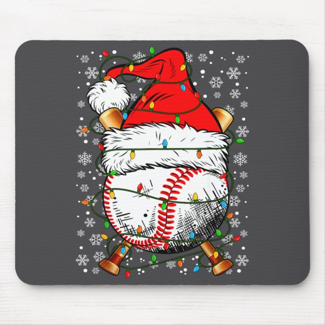 Santa Hat Christmas Baseball Player Srts For Men B Mousepad (Vorne)