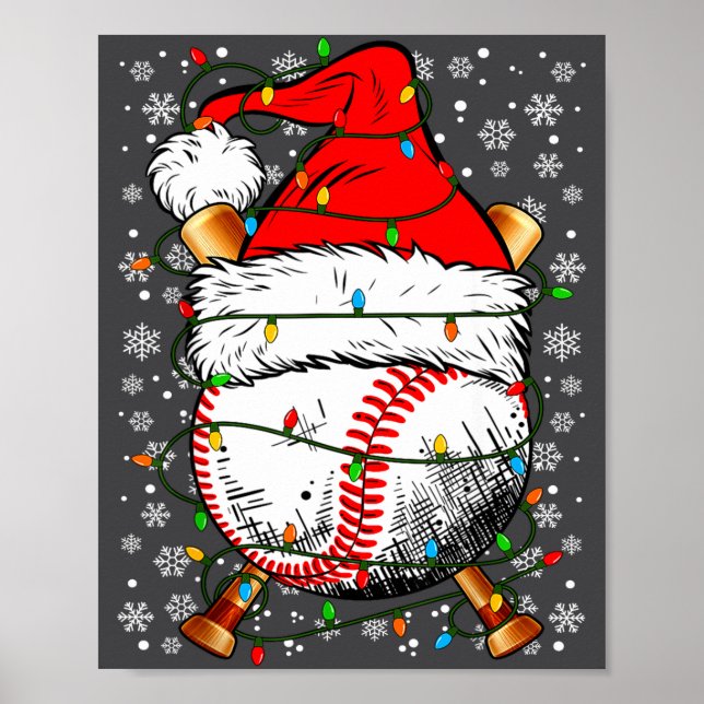 Santa Hat Christmas Baseball Player Srts For Men B Poster (Vorne)