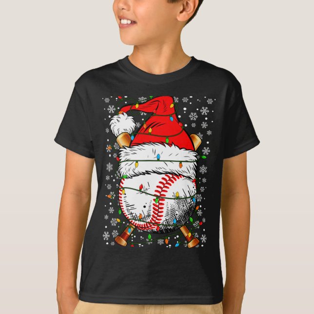 Santa Hat Christmas Baseball Player Srts For Men B T-Shirt (Vorderseite)