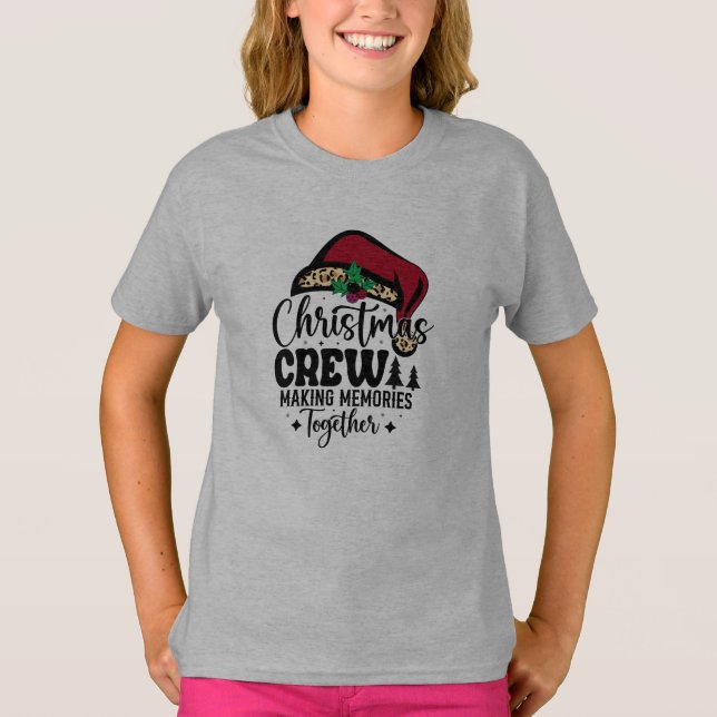 Santa Hat Christmas Crew Matching Family T-Shirt (Vorderseite)
