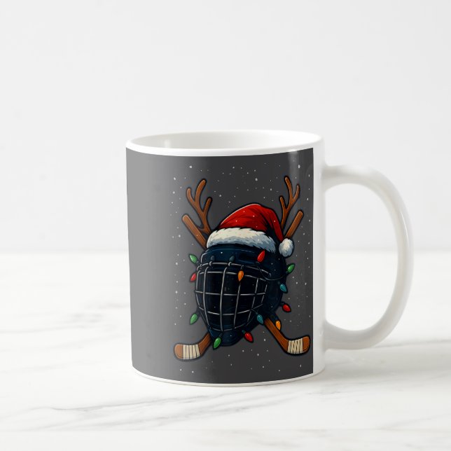 Santa Hat Christmas Ice Hockey Helmet Player Reind Kaffeetasse (Rechts)