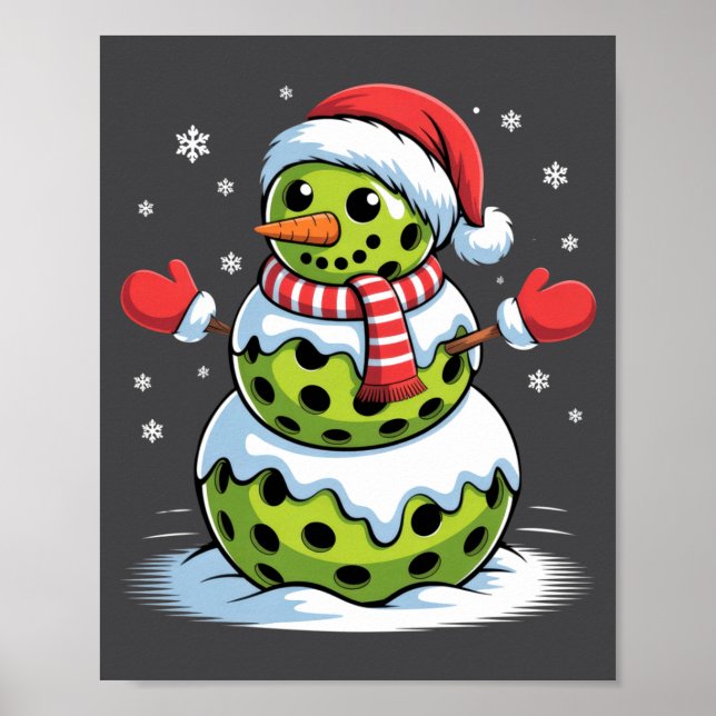 Santa Hat Ckleball Snowman Christmas Men Women Kid Poster (Vorne)