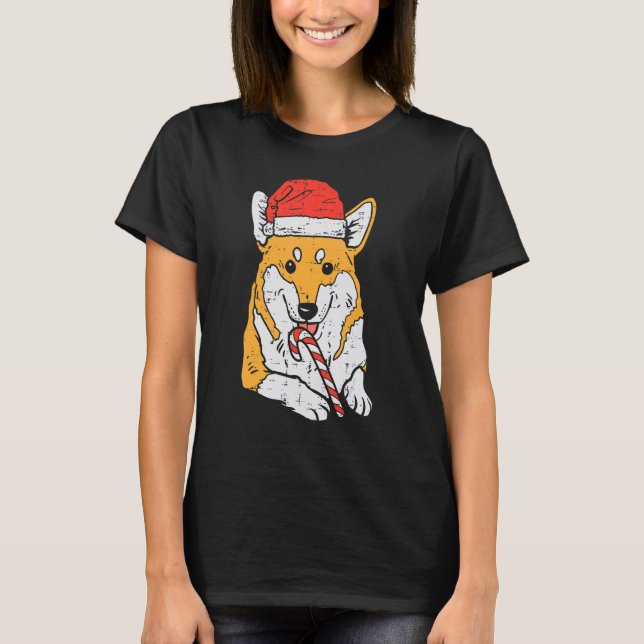 Santa Hat Corgi Dog Christmas Xmas Men Women T-Shirt (Vorderseite)