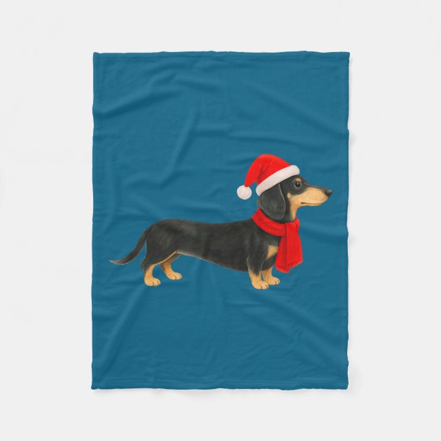 Santa Hat Dachshund Christmas Funny Cute Dog Mom  Fleecedecke (Vorderseite)